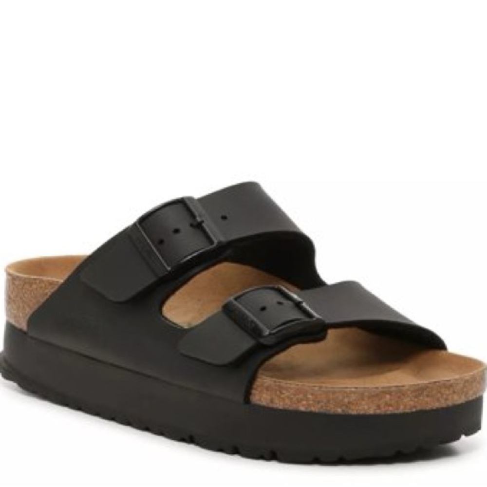Black Two-Strap Slide Sandals